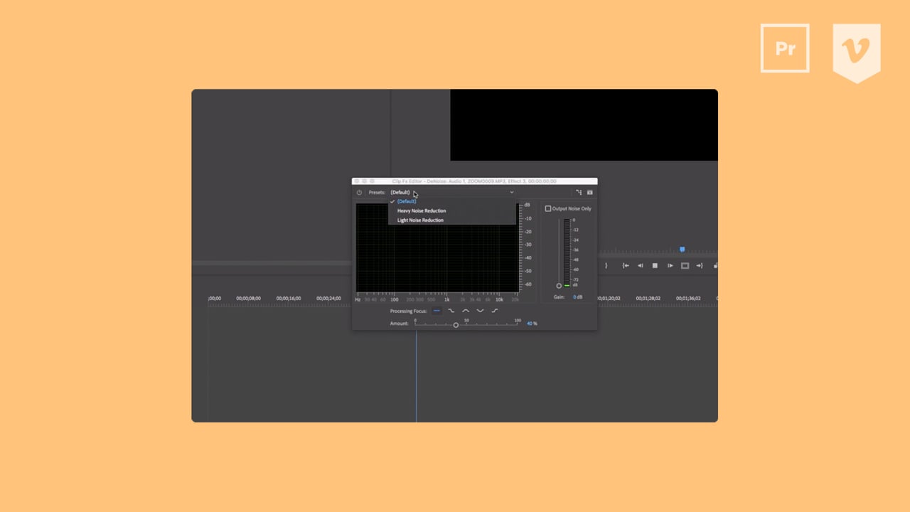 Is white noise holding your video back? Adobe's DeNoise effect can help you achieve crisp audio greatness. Is white noise holding your video back? Adobe's DeNoise effect can help you achieve crisp audio greatness.