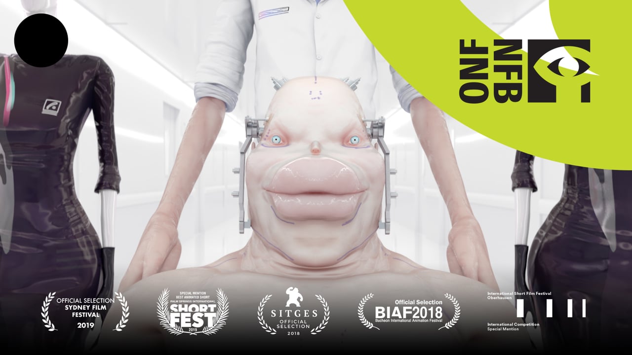 In “Caterpillarplasty," exquisite CG animation breathes life into a dystopian future where disfigured humans are always one surgery away from nirvana. In “Caterpillarplasty," exquisite CG animation breathes life into a dystopian future where disfigured humans are always one surgery away from nirvana.