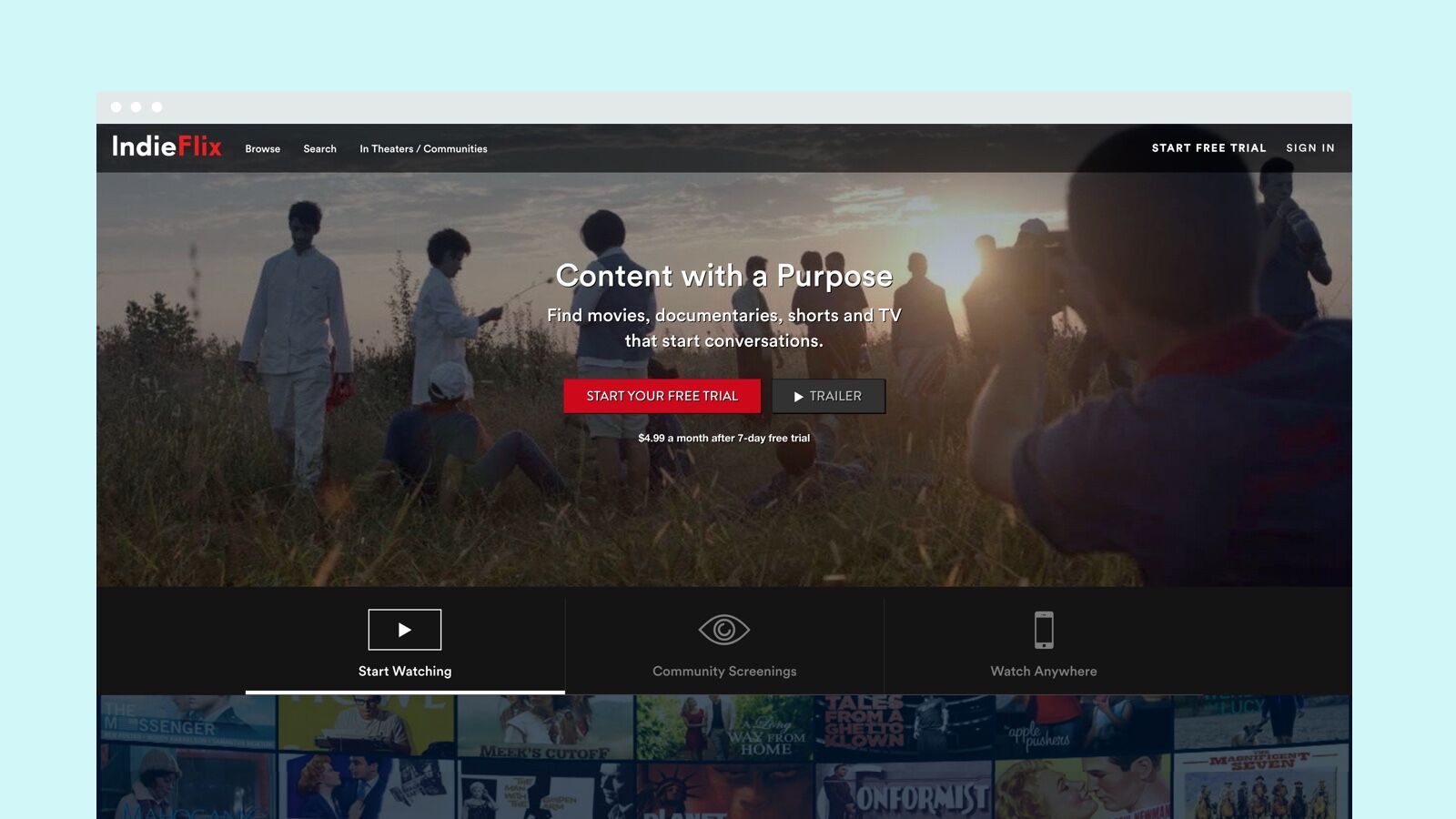 An image of IndieFlix's OTT channel