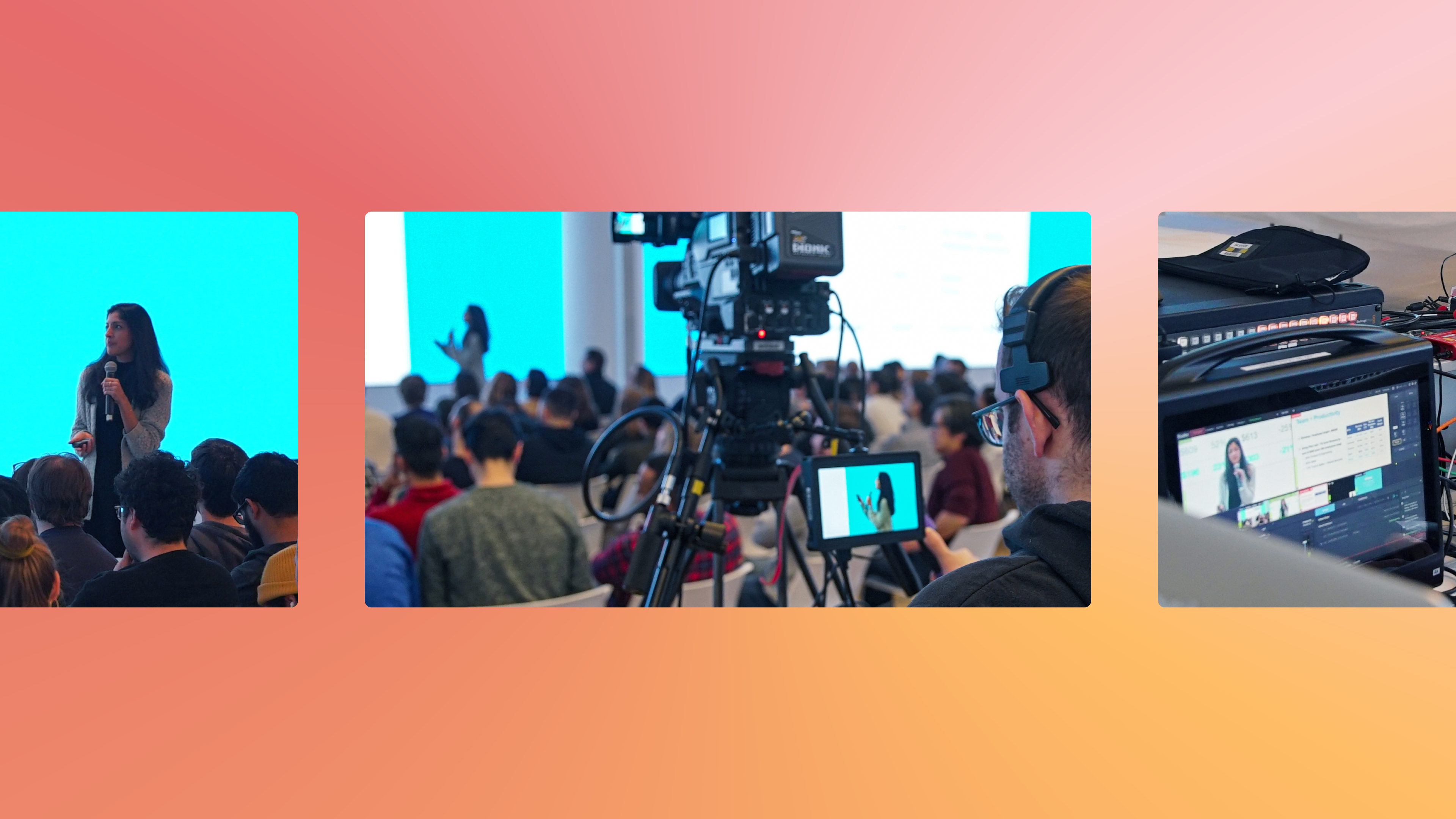 Vimeo's live production team filming a town hall meeting Vimeo's live production team filming a town hall meeting