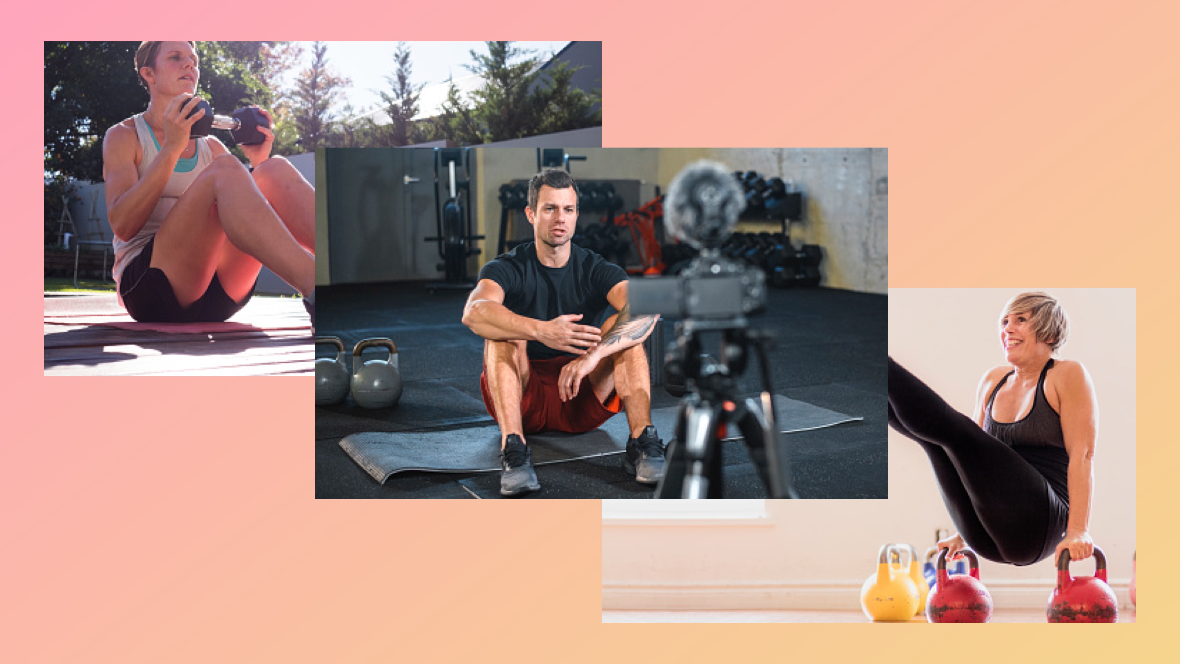 An image showing three examples of fitness video content to sell on an OTT channel An image showing three examples of fitness video content to sell on an OTT channel