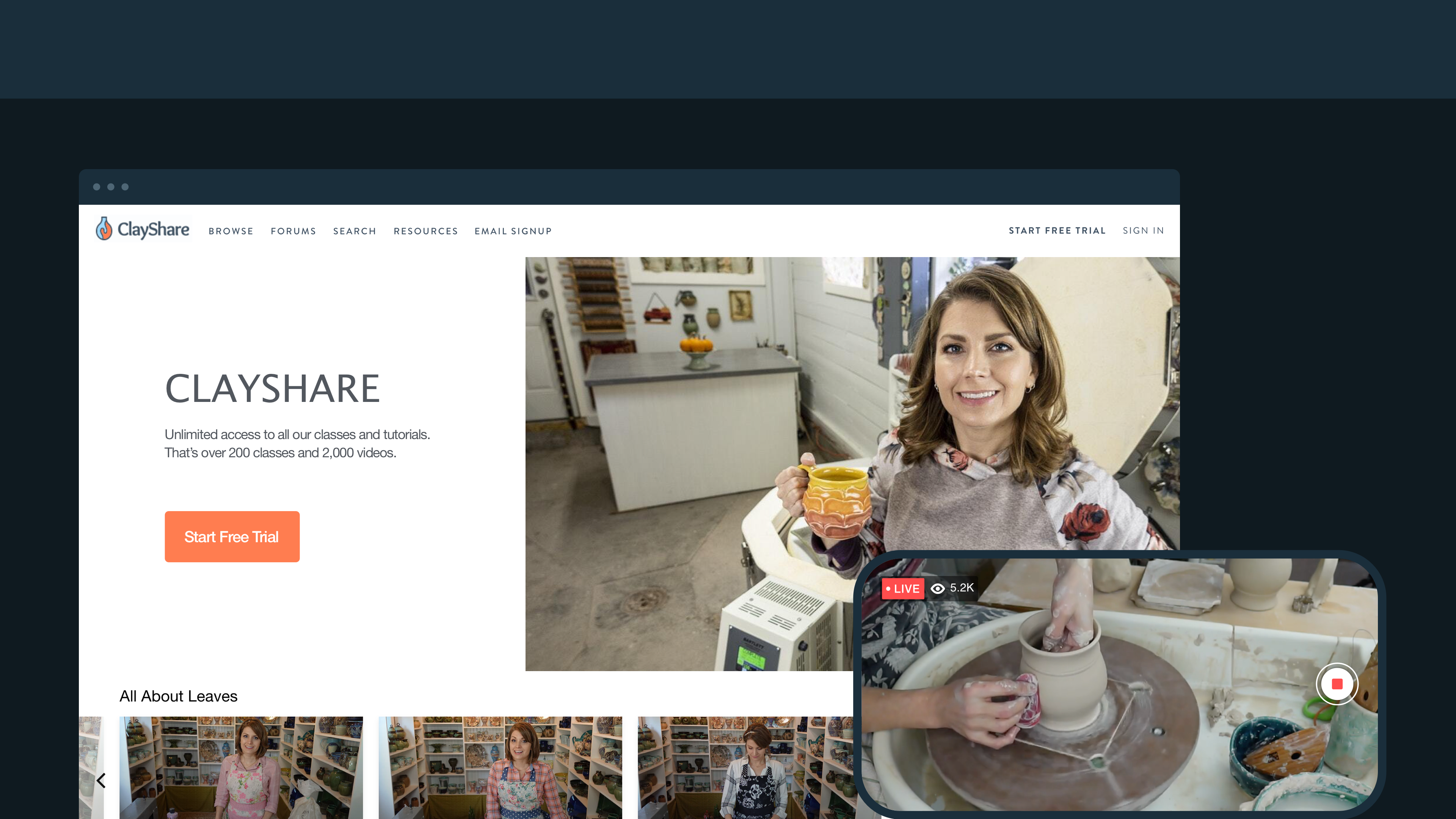 An image of ClayShare's members-only subscription monetization website.