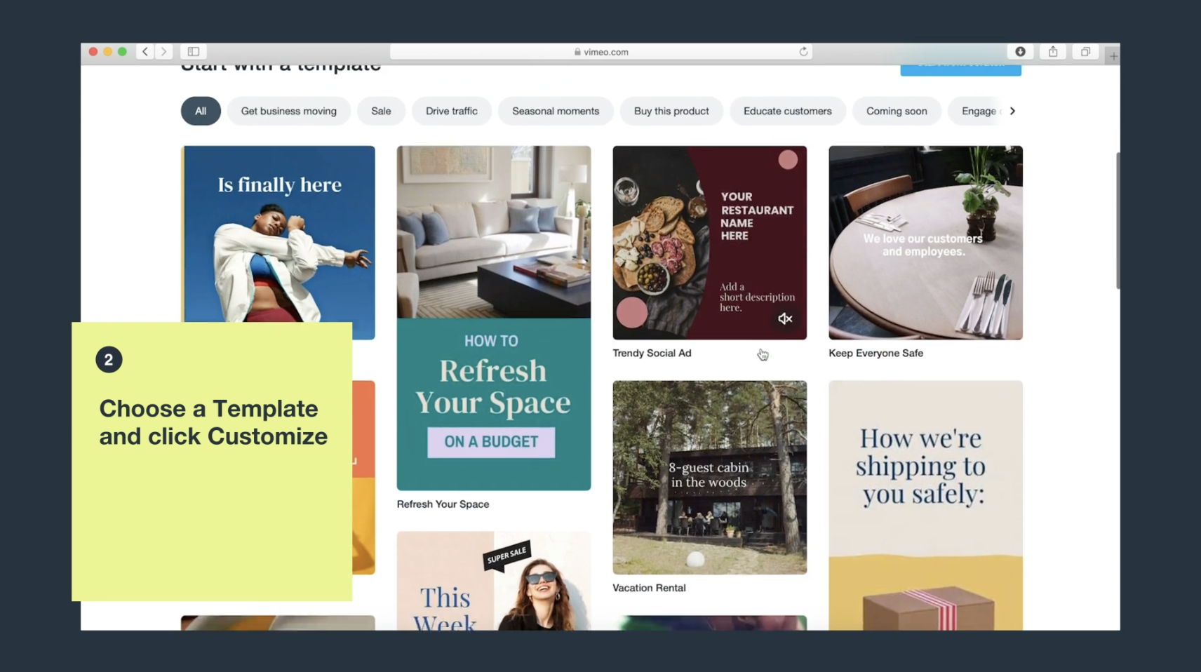 Vimeo Create template library interface Vimeo Create template library interface