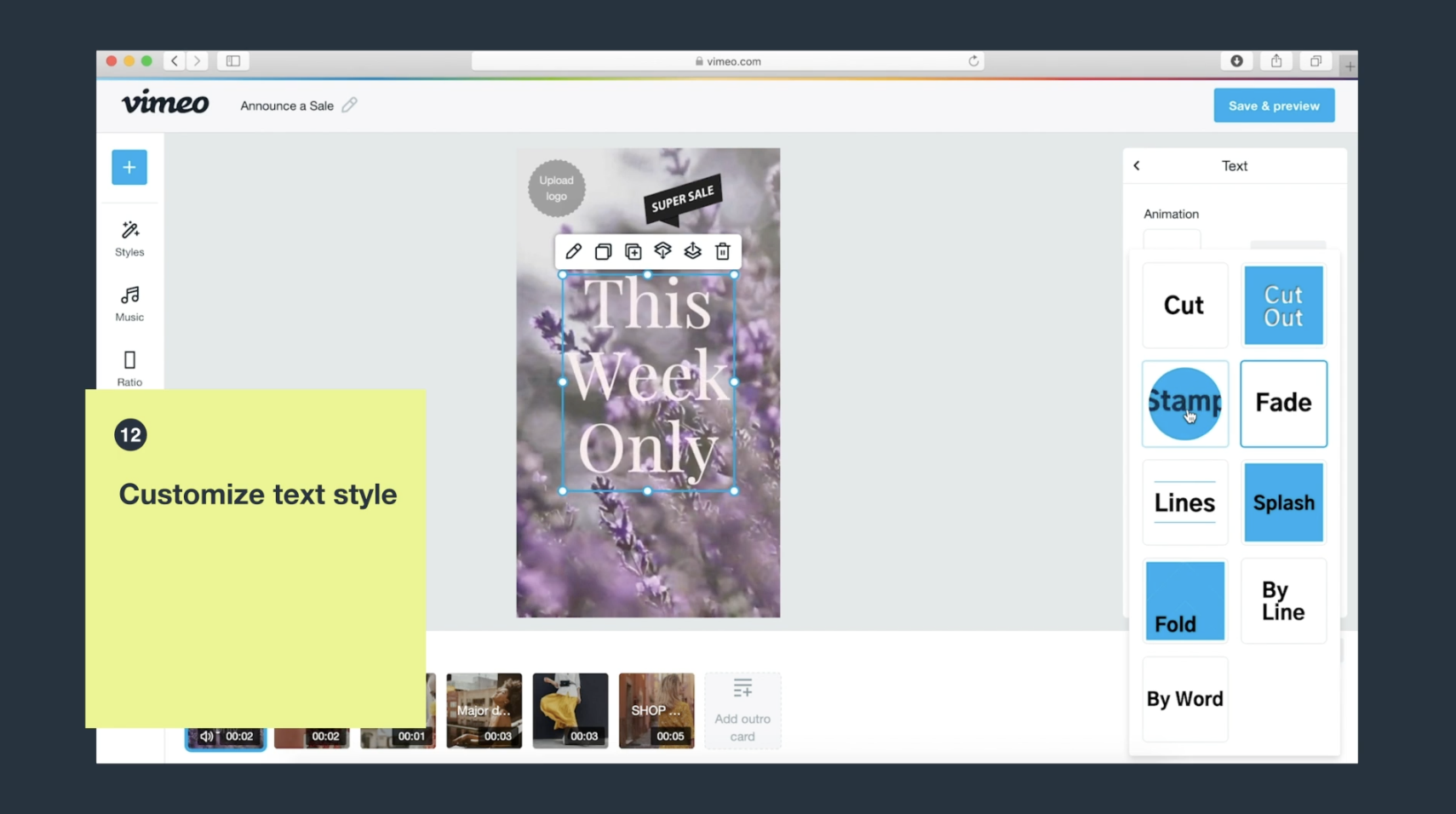 Vimeo Create customize interface Vimeo Create customize interface