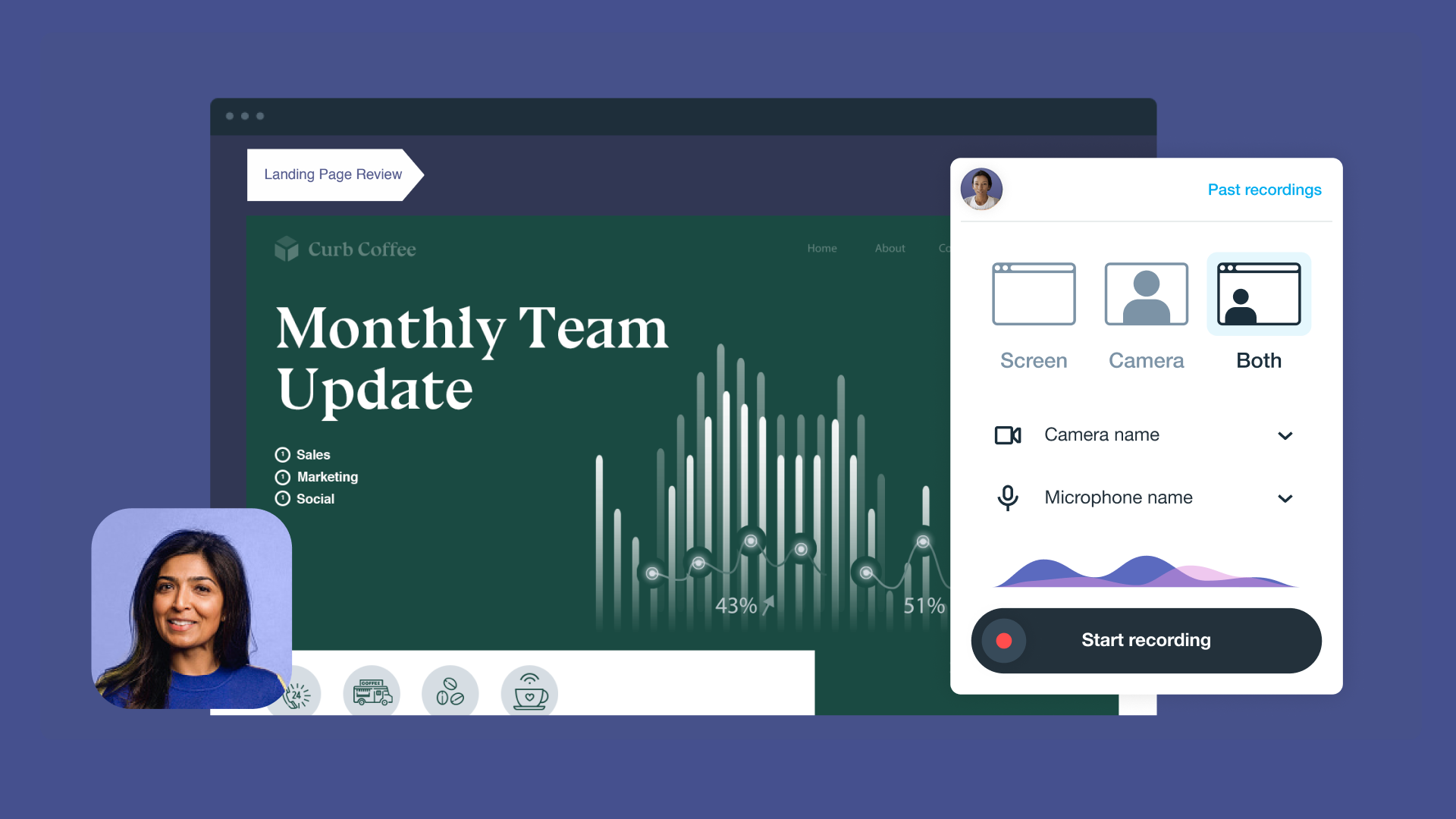 Vimeo Record can help you can boost your team’s creativity and productivity with collaborative screen recording, webcam recording, and video messaging. Vimeo Record can help you can boost your team’s creativity and productivity with collaborative screen recording, webcam recording, and video messaging.