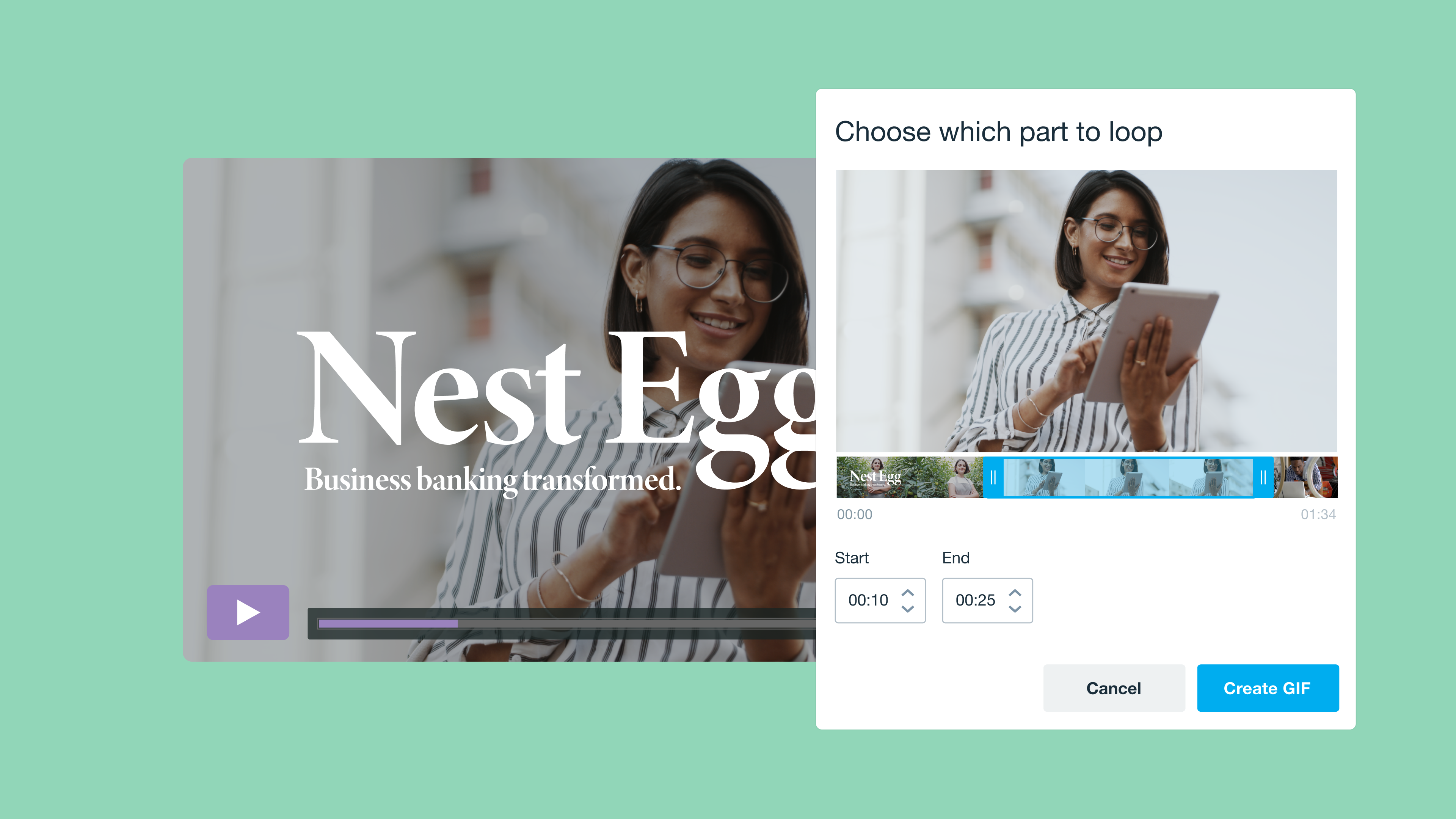 Vimeo interface for creating a GIF from your videos Vimeo interface for creating a GIF from your videos