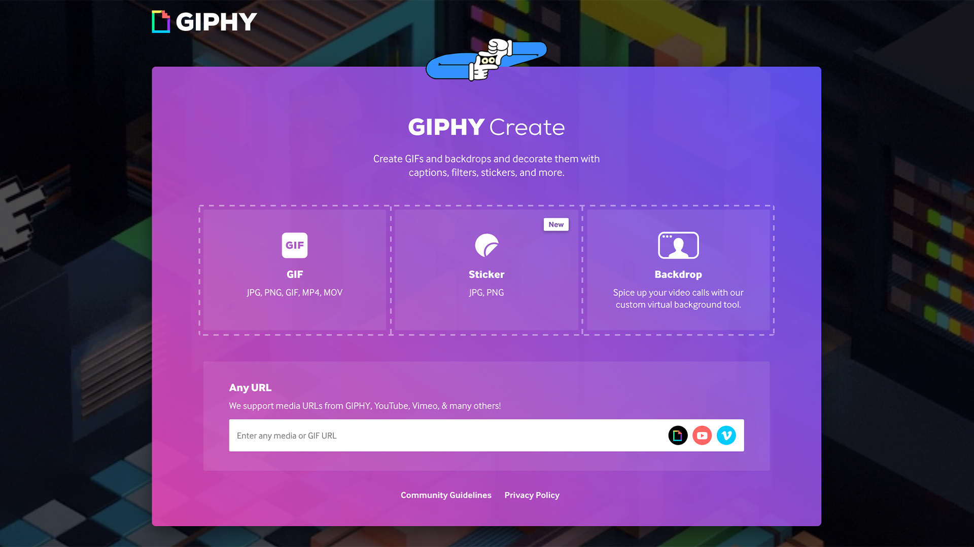 GIPHY create homepage GIPHY create homepage
