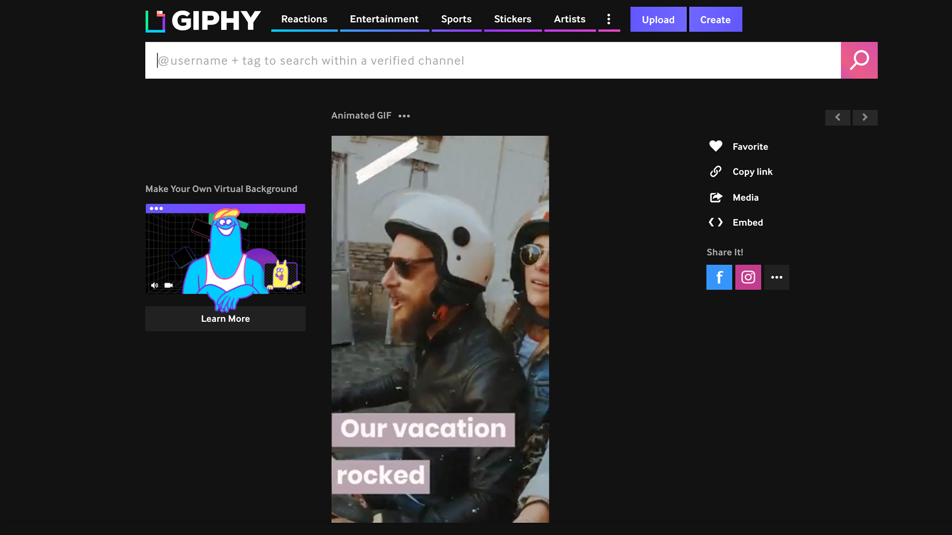 GIPHY create download page GIPHY create download page