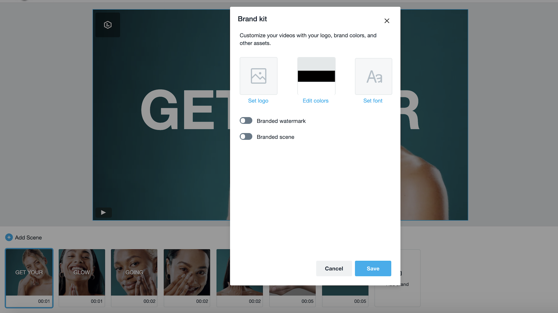Vimeo Create brand kit interface Vimeo Create brand kit interface