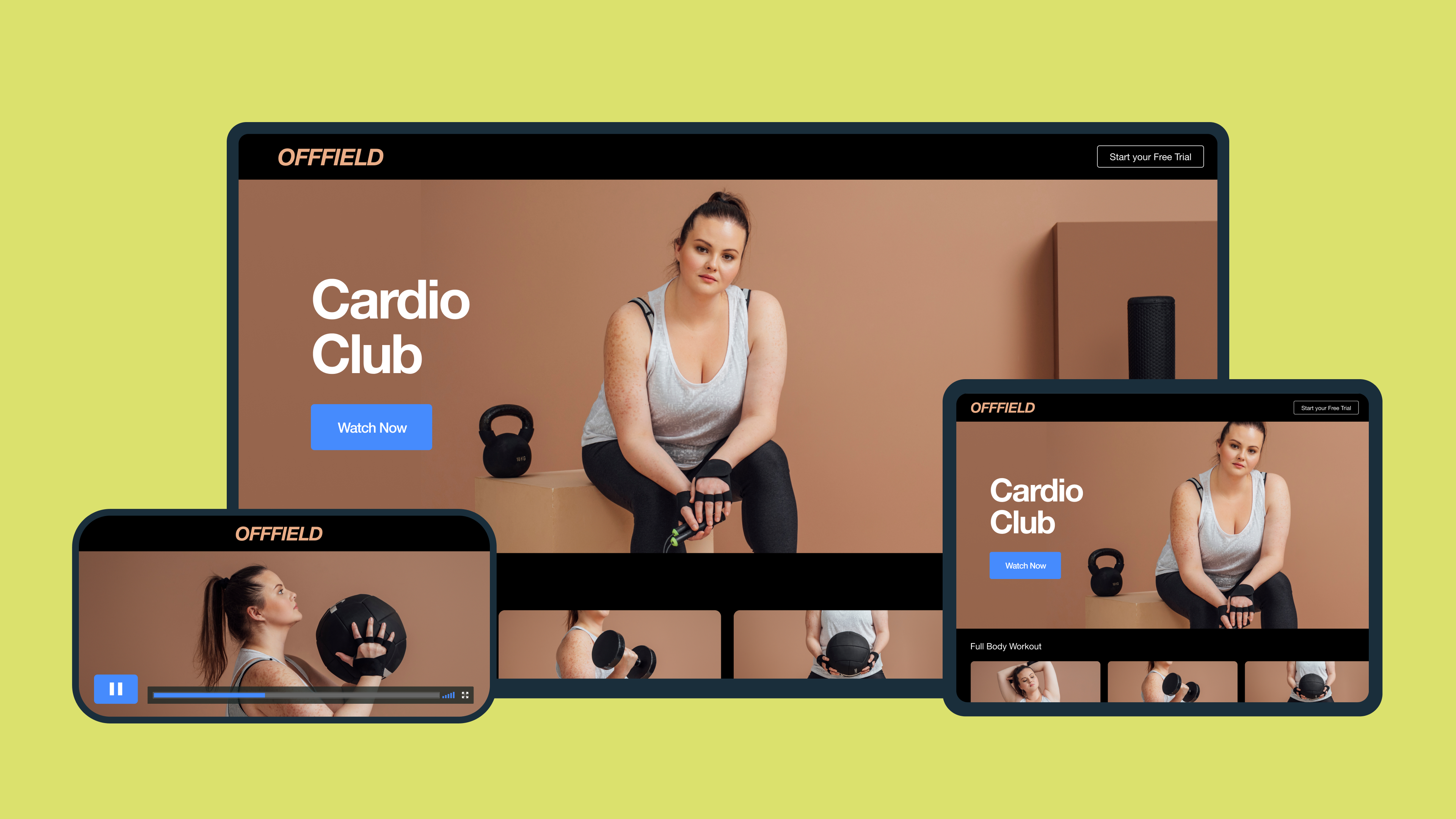Online paid fitness app on desktop, phone, and tablet. Online paid fitness app on desktop, phone, and tablet.