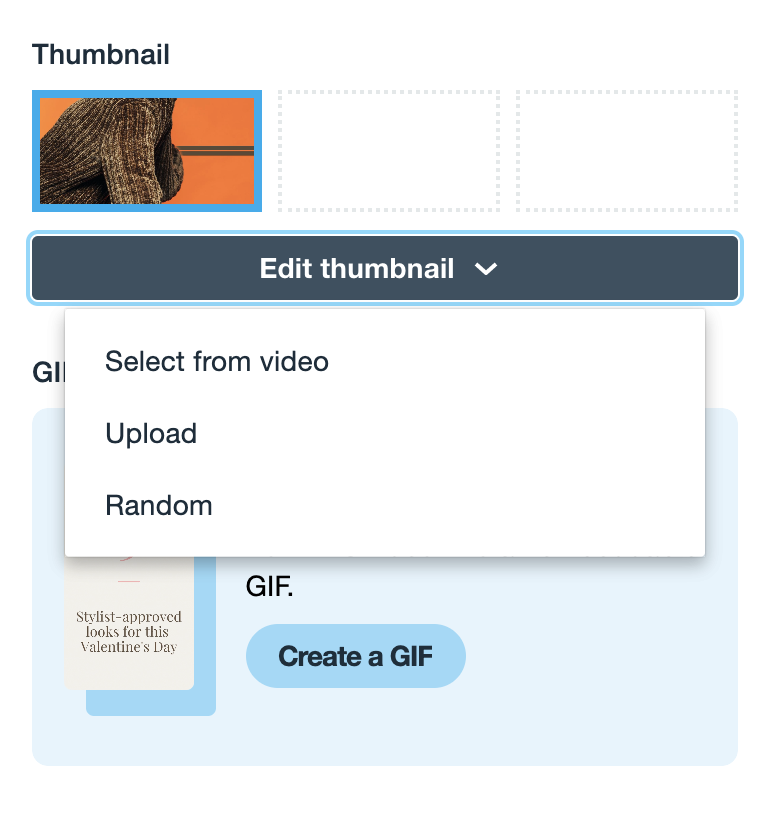 Screenshot of how to upload a custom thumbnail on vimeo