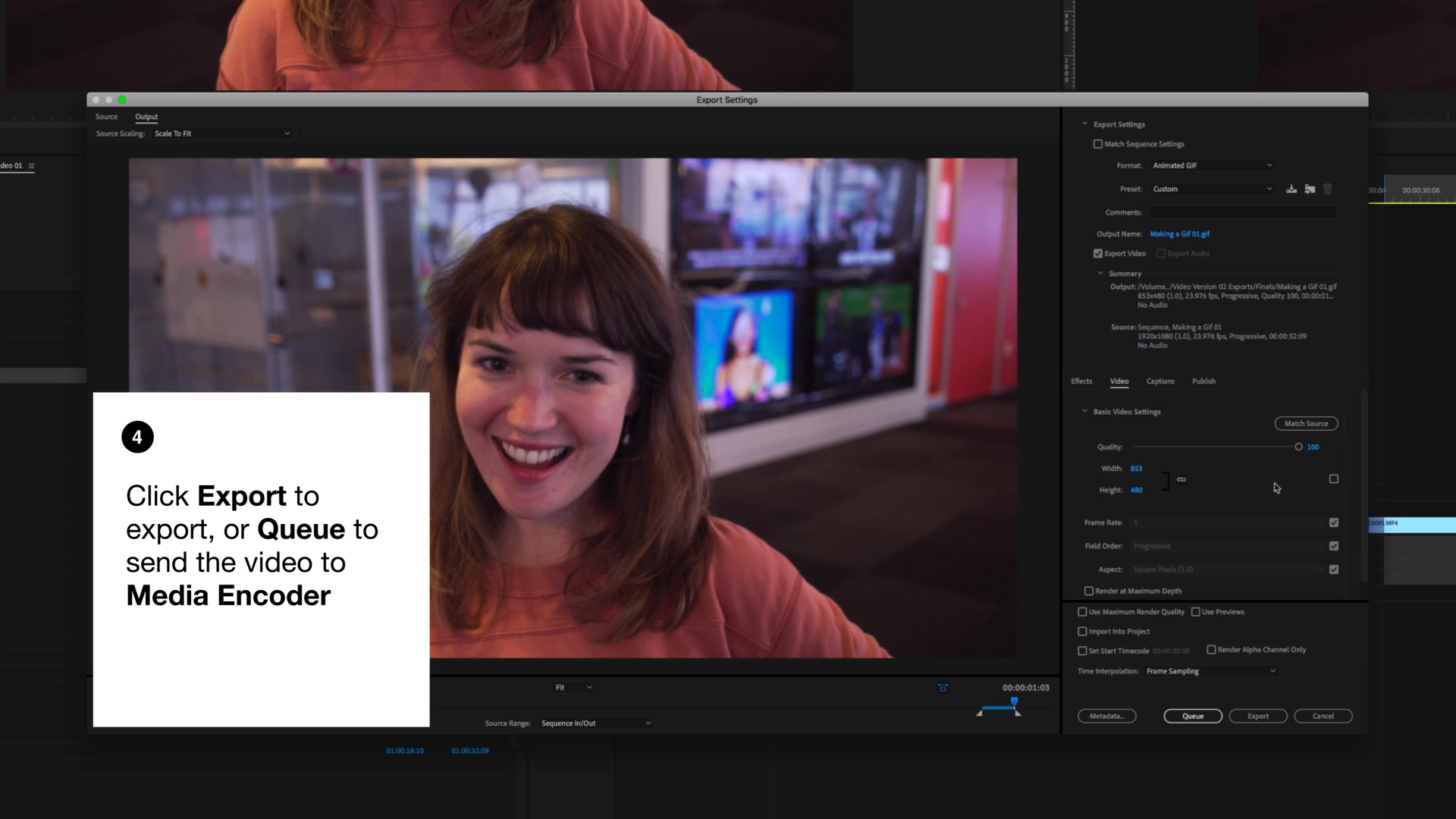 Adobe premiere export page Adobe premiere export page