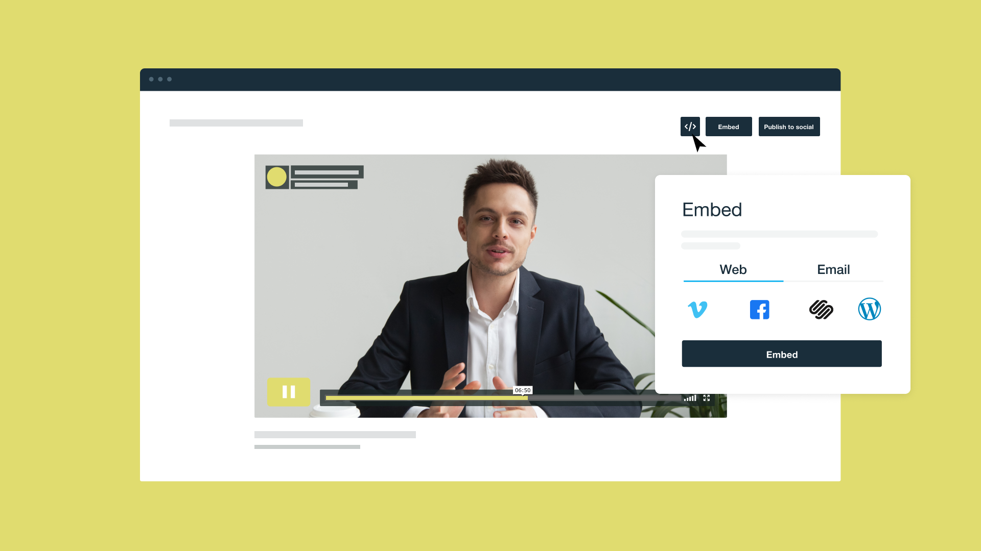 Learn how to embed Vimeo videos on your website, add videos to Wix, Shopify, WordPress, Squarespace, or embed a Facebook video. Learn how to embed Vimeo videos on your website, add videos to Wix, Shopify, WordPress, Squarespace, or embed a Facebook video.