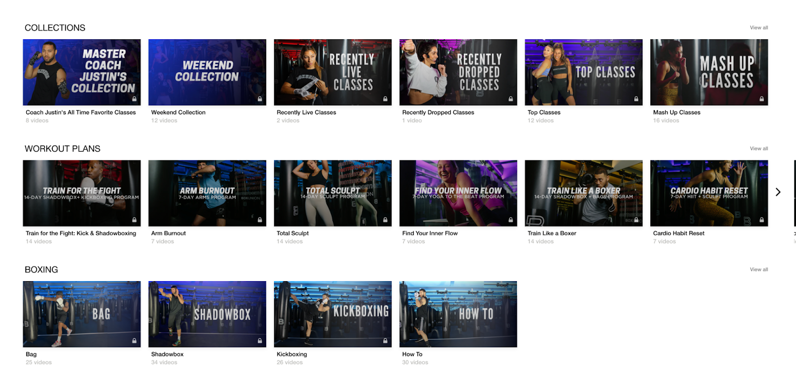 BoxUnion on-demand workout videos.