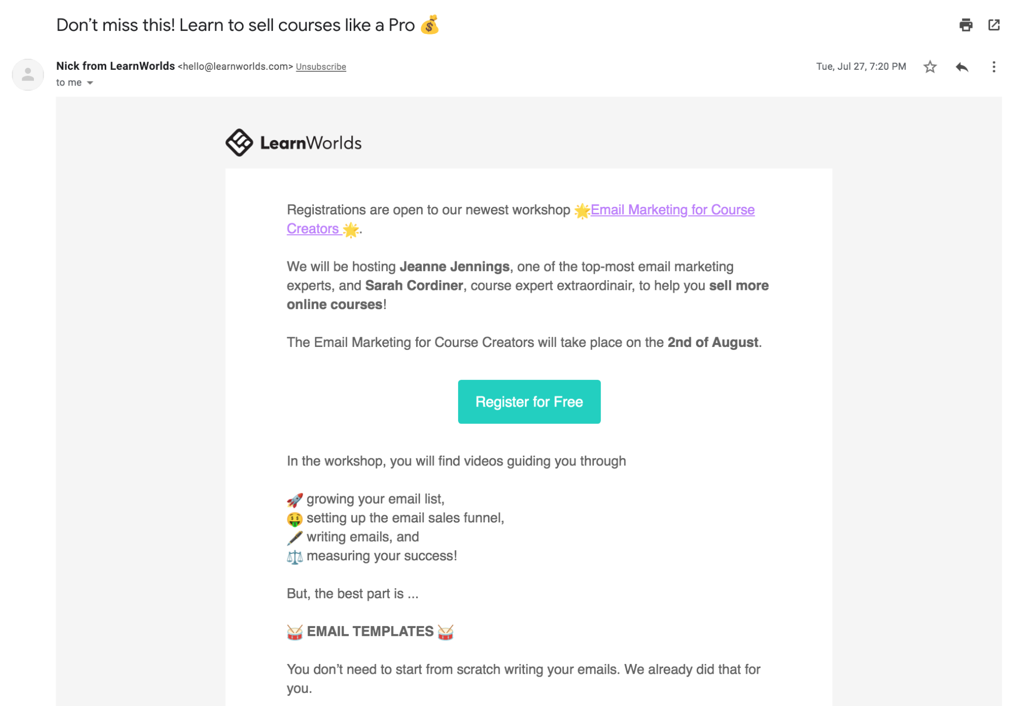 Webinar invitation example from LearnWorlds. Webinar invitation example from LearnWorlds.
