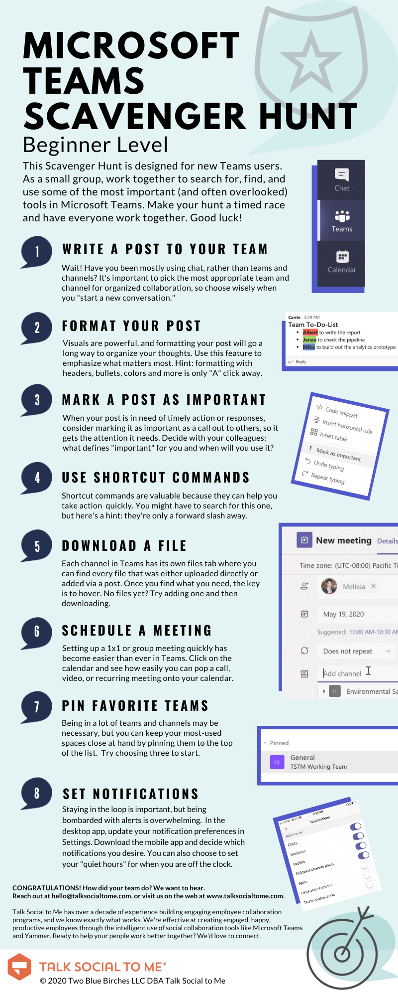 A screenshot of Microsoft Teams scavenger hunt list