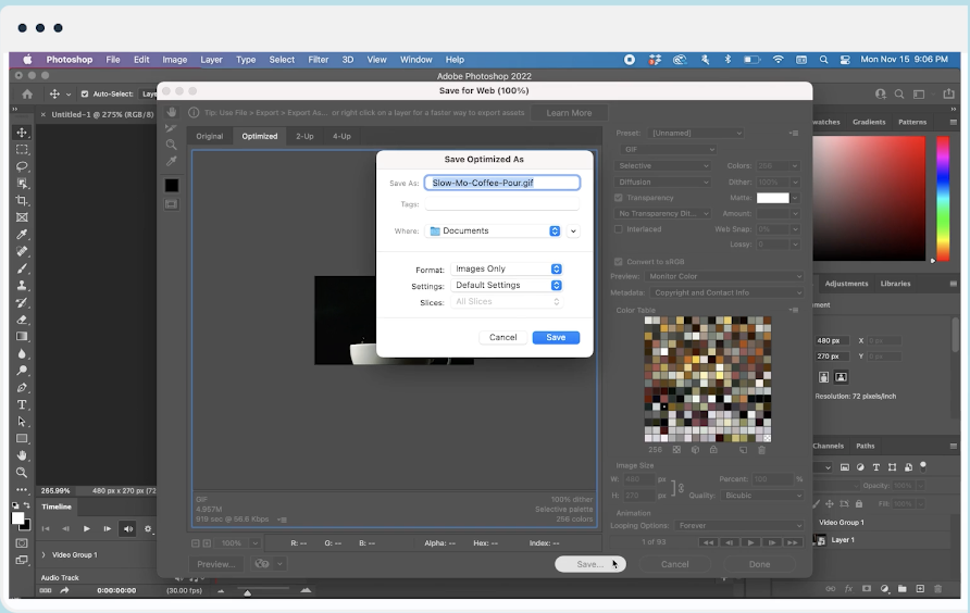 Image of the export interface in Photoshop Image of the export interface in Photoshop