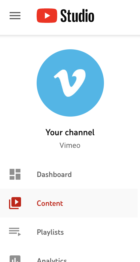 YouTube Studio's content feature