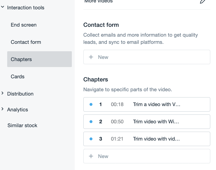 Enter a title and timestamp for when and where you want your new chapter to be placed.