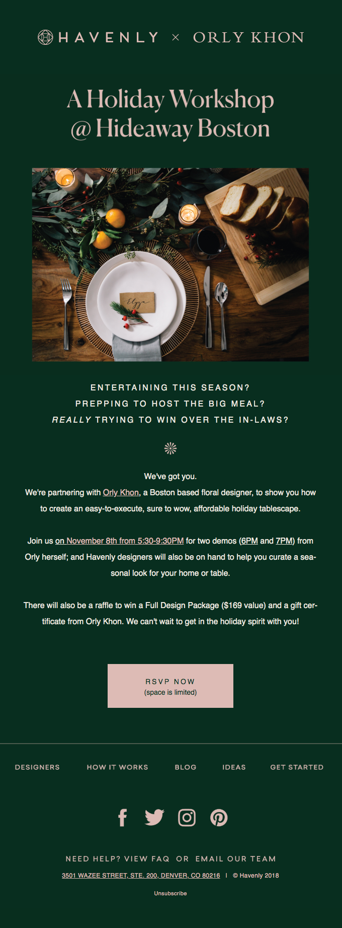Havenly workshop email invite example Havenly workshop email invite example
