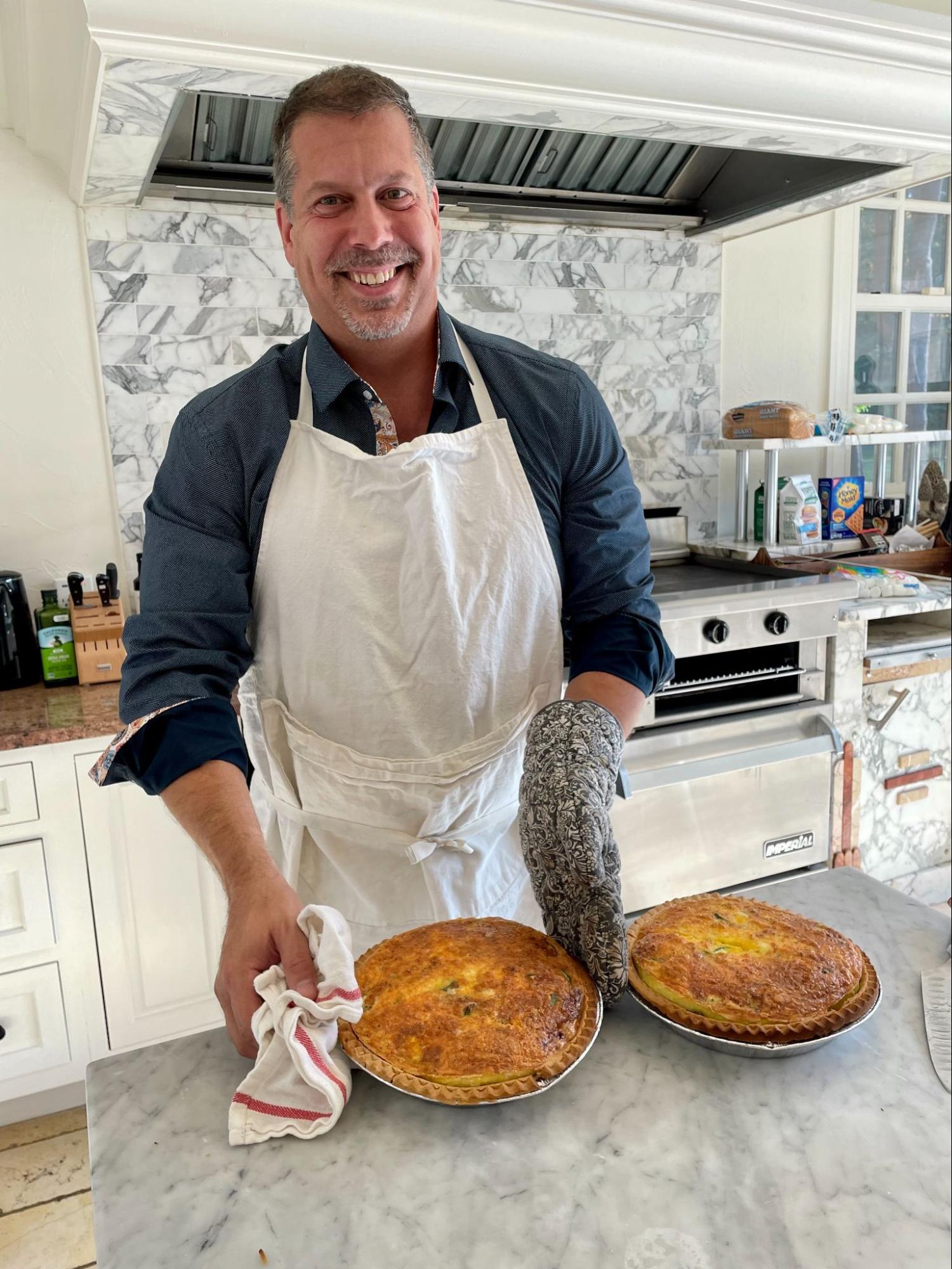 Josh, Head of Sales at Vimeo, sharing frittatas during a leadership offsite event. Josh, Head of Sales at Vimeo, sharing frittatas during a leadership offsite event.