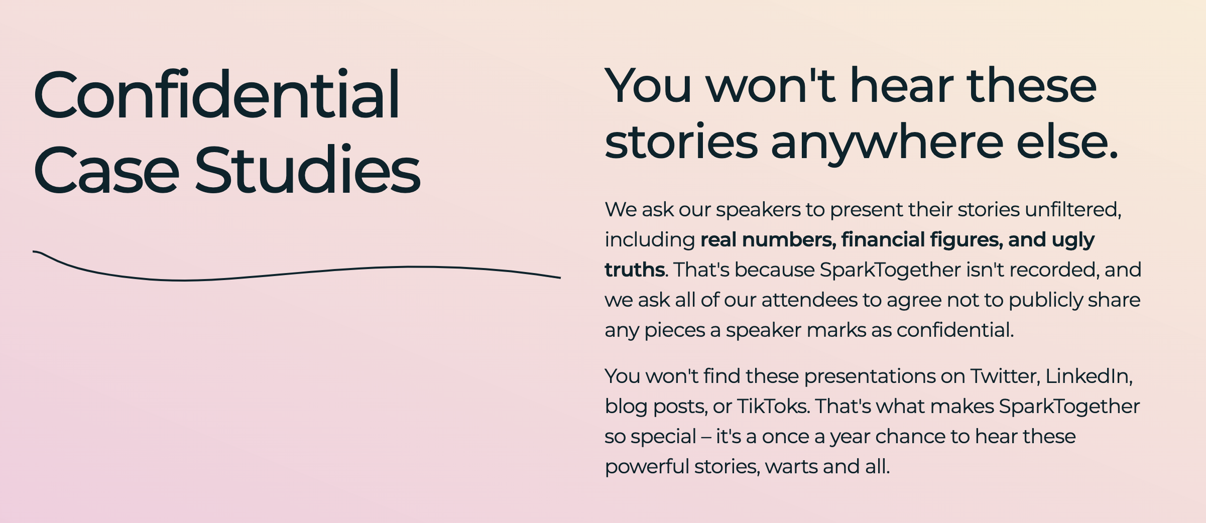 Example of SparkToro's confidential case studies Example of SparkToro's confidential case studies