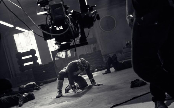 Scene of a Power Ranger on the ground