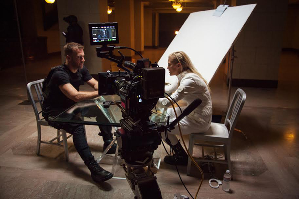 Shooting a scene with two people at a table